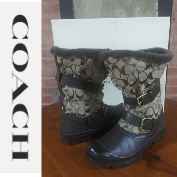 Coach | 'Holloway' Signature Print Fur Lined Boot - Picture 1 of 9